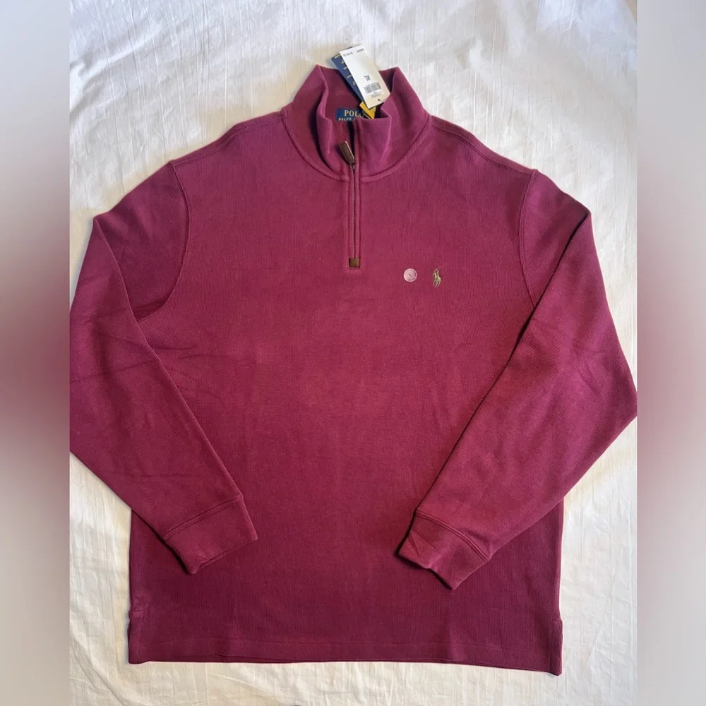 Polo Ralph Lauren Mens 1/4 Zip Sweater Size XL  Estate Rib Pullover Red NWT
